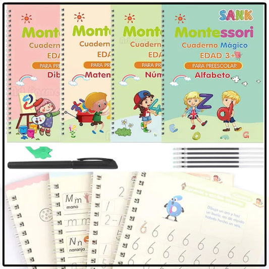 Cuadernos Mágicos Borrables Montessori ® + 2 Rollos para colorear